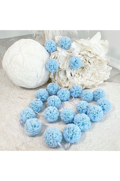 PAMUKA Tulle Mini Pompom Banner Blue
