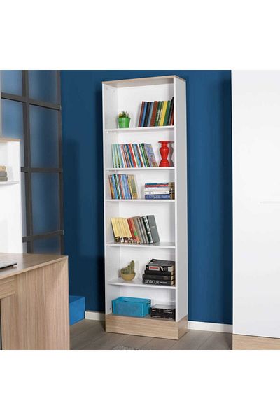 Adore Biblioteca Adore Base, 6 rafturi, Crem / Alb, 60x197x26 cm