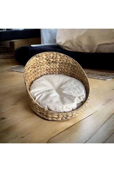 ANJEAHOME Catdog Straw Cat Dog Bed - Decorative and Padded