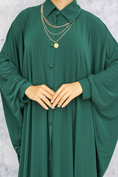 MÇmoda Women's Collared Buttoned Long Ferace Hijab Dress