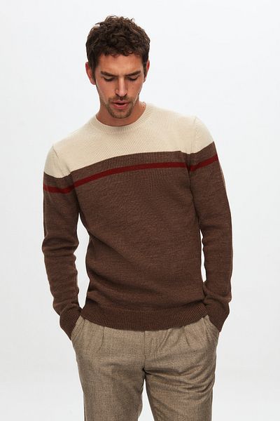 Damat Claret Red Wool Acrylic Blended Sweater