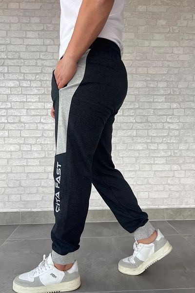 MİSHAR İTALİA Ανδρικό αθλητικό παντελόνι Jogger με ριμπ γράμματα Anthracite