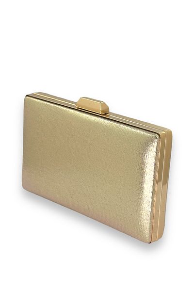 Wedding Fashion Rochie de seară din satin importat auriu - Rochie de bal și clutch strălucitoare