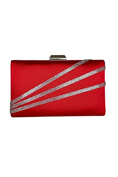 Generic Brand Satin Evening Dress Bag Night Portfolio with Red Silver Case