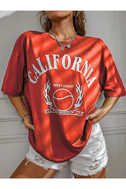 CC STORE تي شيرت كاليفورنيا مطبوع كبير الحجم