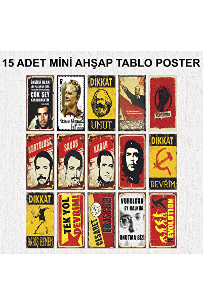 Hayat Poster siyasi sol sosyalit devrim 15 adet mdf ahşap poster tablo seti