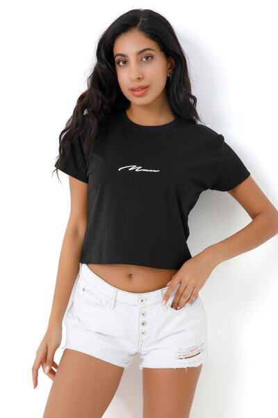 CC STORE Bărbat Signature cu mânecă scurtă, pentru femei, cu gât negru, trico...