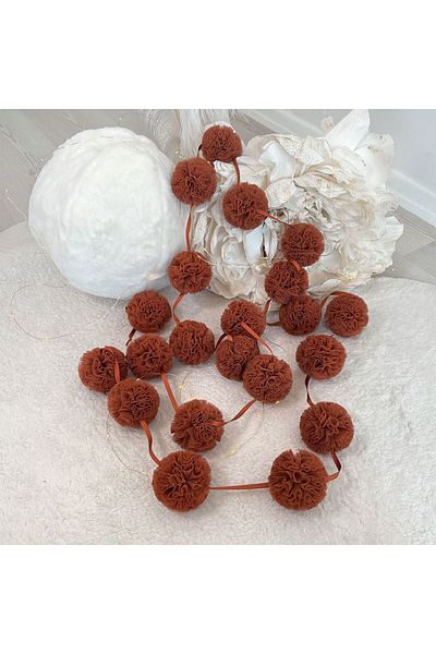 PAMUKA Cinnamon Tulle Mini Pompom Banner