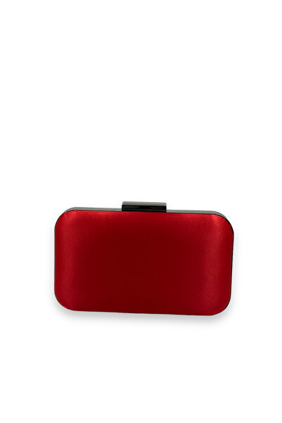 Generic Brand Red Satin Evening Dress with Silver Case Evening Bag and Portfolio