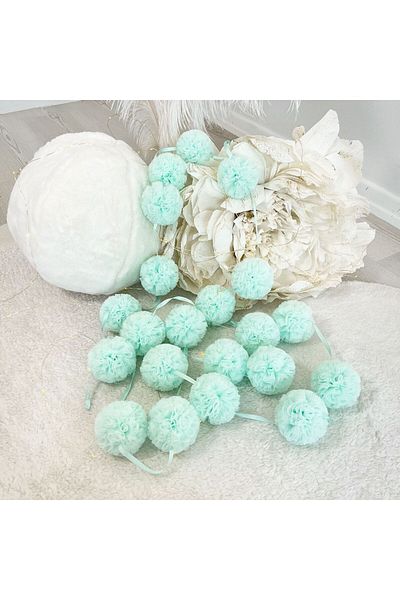 PAMUKA Green Tulle Mini Pompom Banner for Baby