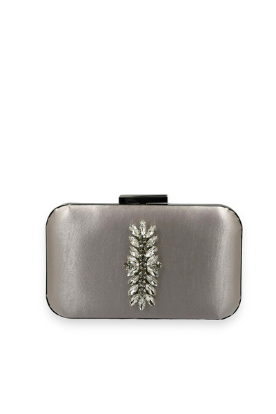 Generic Brand Silver Stone Evening Dress Bag with Silver Case - Mink Color Sa...