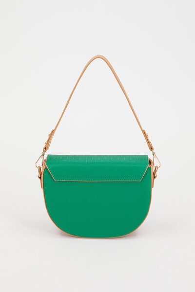 Levidor Grass Green Linen Pattern Shoulder Bag