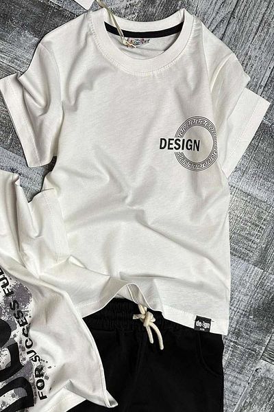 Riccotarz Λευκό σορτς με λαιμόκοψη τύπου Boy's Design Double Print Crew