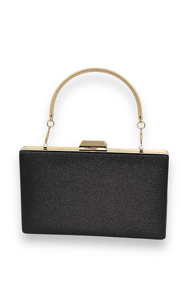 MidStore Culoarea neagră Sclipici Non-Spill Imported Sandstone Metal Handle Stone Case Geantă pentru rochie de seară