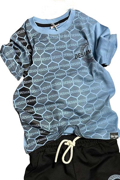 Riccotarz Set de pantaloni scurți Savoy Blue cu model și design tip fagure pentru băiat