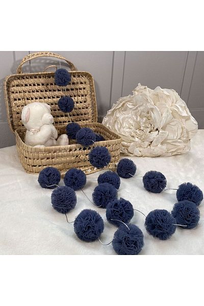 PAMUKA Glaucous Blue Tulle Mini Pompom Banner