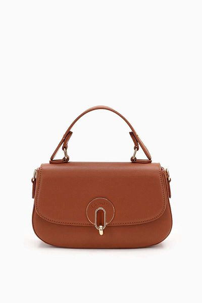 Levidor Tan Single Compartment Locking Handbag