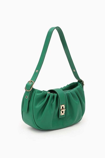 Levidor Grass Green Pleat Drawstring Shoulder Bag