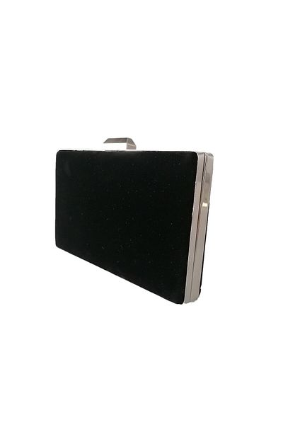 Wedding Fashion Culoare neagră, argintiu, geantă de seară din piele intoarsa, clutch, geanta de bal de absolvire