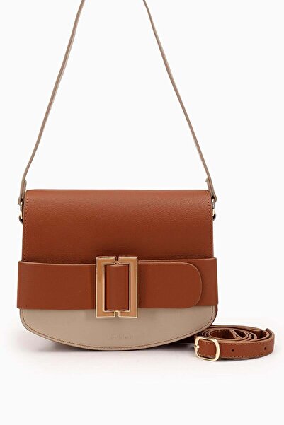 Levidor Taba Mink Buckle Design Shoulder Bag