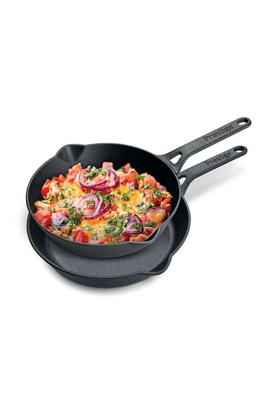 Prestige Pre-Seasoned Cast Iron Cookware Set - 20Cm & 24Cm Frypan - PR49082