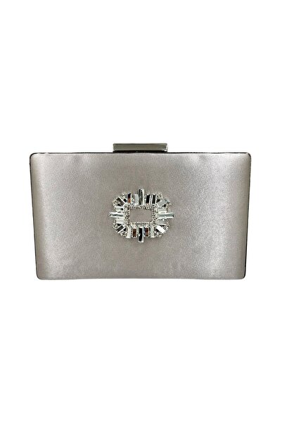 Generic Brand Silver Stone Evening Dress Bag with Silver Case - Mink Color Sa...