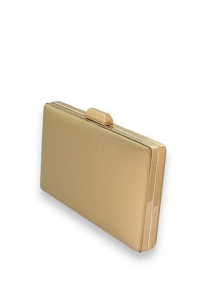 Wedding Fashion Nude Colored Matte Satin Evening Dress with Non-Scratch Hand and Print Detail, Evening Bag and Portfolio Clutch for Wedding and Engagement