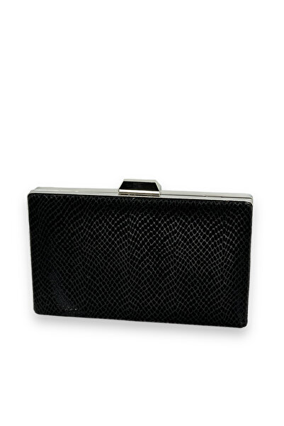 MidStore Geantă de seară din material cu model laser, culoare neagră. Ideală pentru logodnă, nuntă sau petreceri. Portofoliu / Clutch.