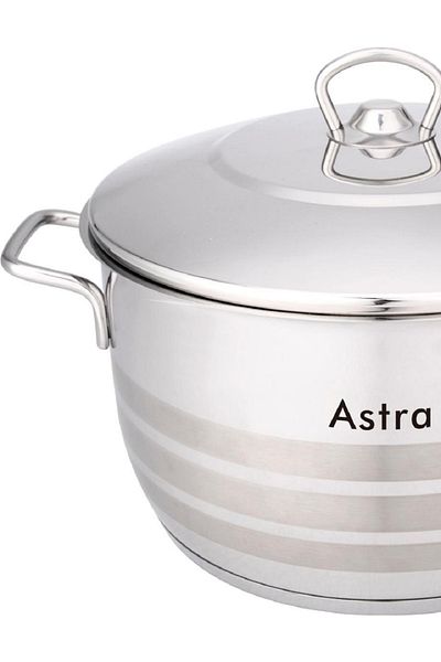 Astra Casserole 24x12cm - 6.3 Liter Capacity -18/10 Cr-Ni Stainless Steel - Silver