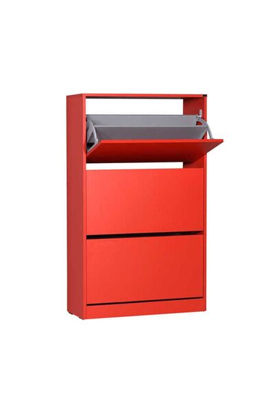Adore Mobilya Flat Duo 3 Katlı Geniş Ayakkabılık-kırmızı 73x119x26 Cm (gxyxd)