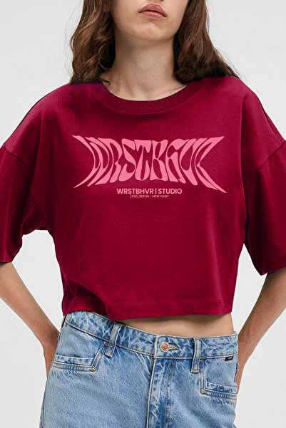 CC STORE Wrst Wrst Crop Back Cherry Designed Four Season |   Front and Back Printed |   Red