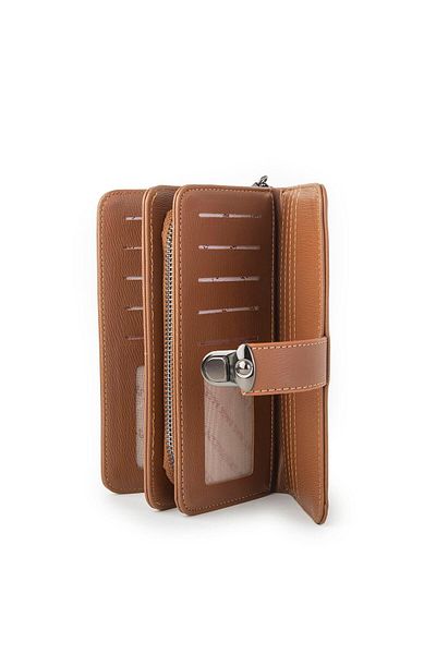 Nas Bag Портфейл голям размер - кафяв, с щипка за хвойна за жени