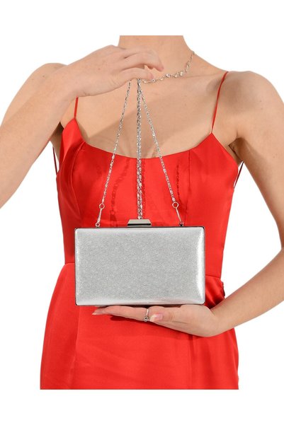 Generic Brand Silver Lamé Colors Plated Satin 2026 Trend Evening Dress Bag Evening Bag Wedding Bag Comfortable Model