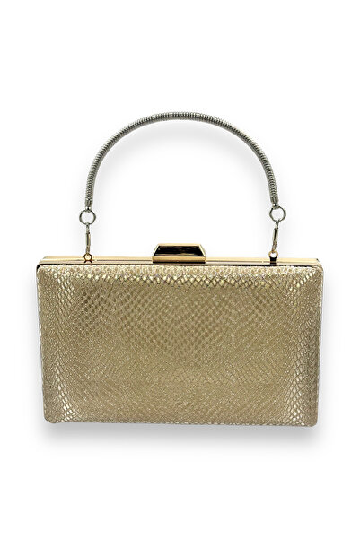 MidStore Geantă de seară aurie cu model laser, pentru nuntă, logodnă sau petr...