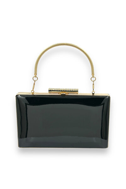 Wedding Fashion Piele lacuita cu oglinda neagra - clutch pentru rochie de sea...