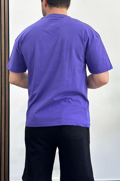 Edwox Ανδρικό μπλουζάκι Purple Oversize - 100% βαμβάκι, εμπριμέ, Edw156