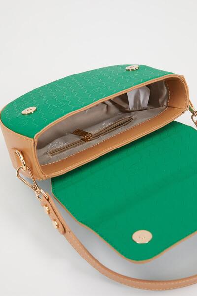 Levidor Grass Green Linen Pattern Shoulder Bag