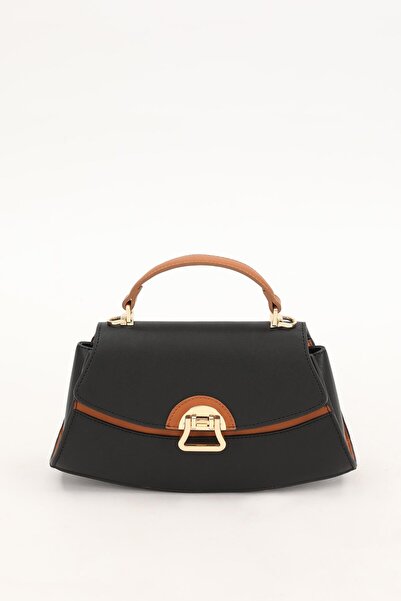 Levidor Siyah-Camel Oval El Çantası