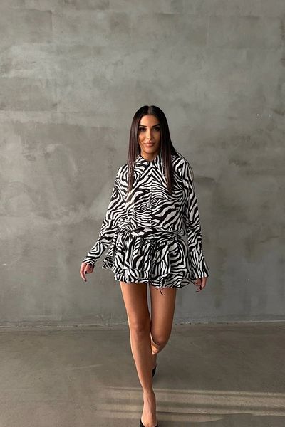 Eka Γυναικείο πουκάμισο με σχέδιο Zebra φόρεμα 1026- 221567