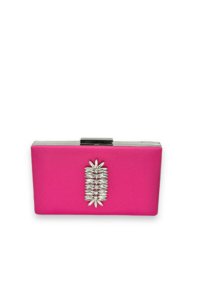 MidStore Pink Color Anti-Scratch Satin Silver Stone Evening Bag Wedding Engag...