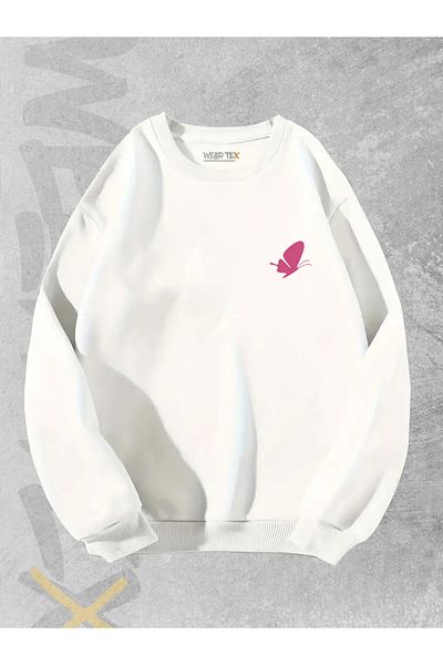 WEARTEX Butterfly Printed Unisex Oversize Sweatshirt - Crew Neck Hoodie