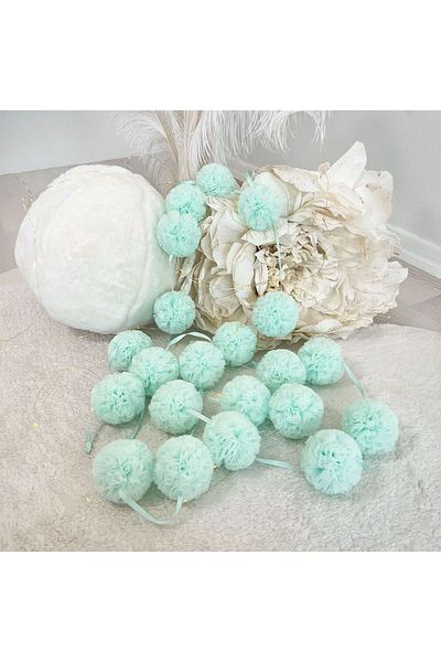 PAMUKA Green Tulle Mini Pompom Banner for Baby