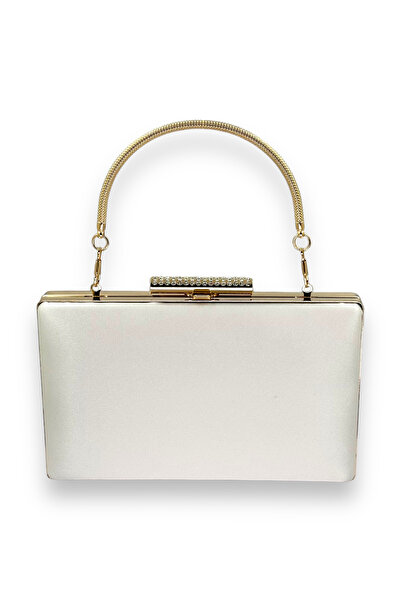 Wedding Fashion Pochetă de seară din satin ecru cu cristal de piatră - Geantă...