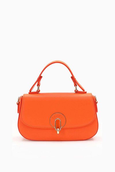 Levidor Orange Single Compartment Handbag with Lock Closure