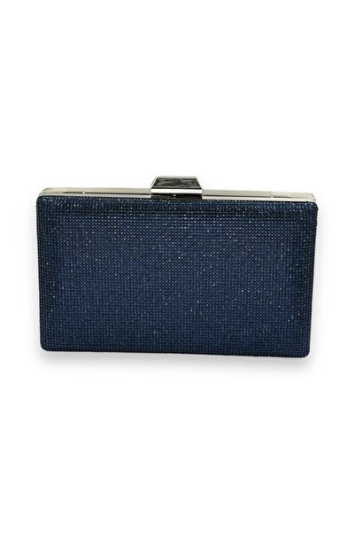 Veste Moda Geantă de rochie de seară cu mâner metalic de culoare albastru ble...