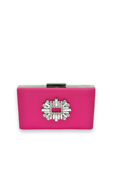 Generic Brand Pink Color Scratch-Free Satin Silver Stone Evening Dress Bag
