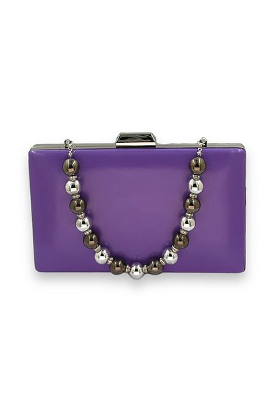 Wedding Fashion Purple Pearl Leather Evening Bag - Portfolio and Clutch Model, for Wedding and Engagement