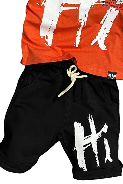 Riccotarz Boy - Hi Printed Short Sleeve Orange Shorts Set