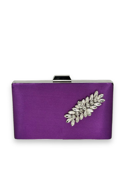 MidStore Purple Color Satin Crystal Stone Evening Dress Bag Evening Bag Henna...