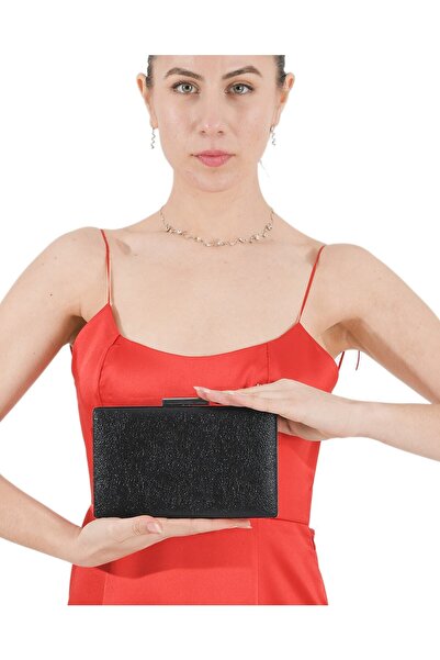 MidStore Geantă elegantă din piele mată cu model cristale, culoare neagră, potrivită pentru seară, logodnă sau nuntă, handmade.